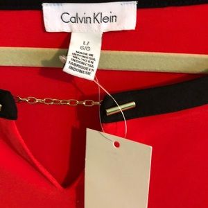 Calvin Klein Red/black Womens blouse Large New